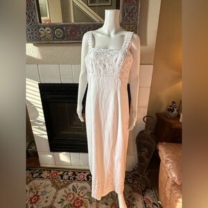 SPENSER JEREMY LADIES White Linen Straps Fully Lined Beaded Dress